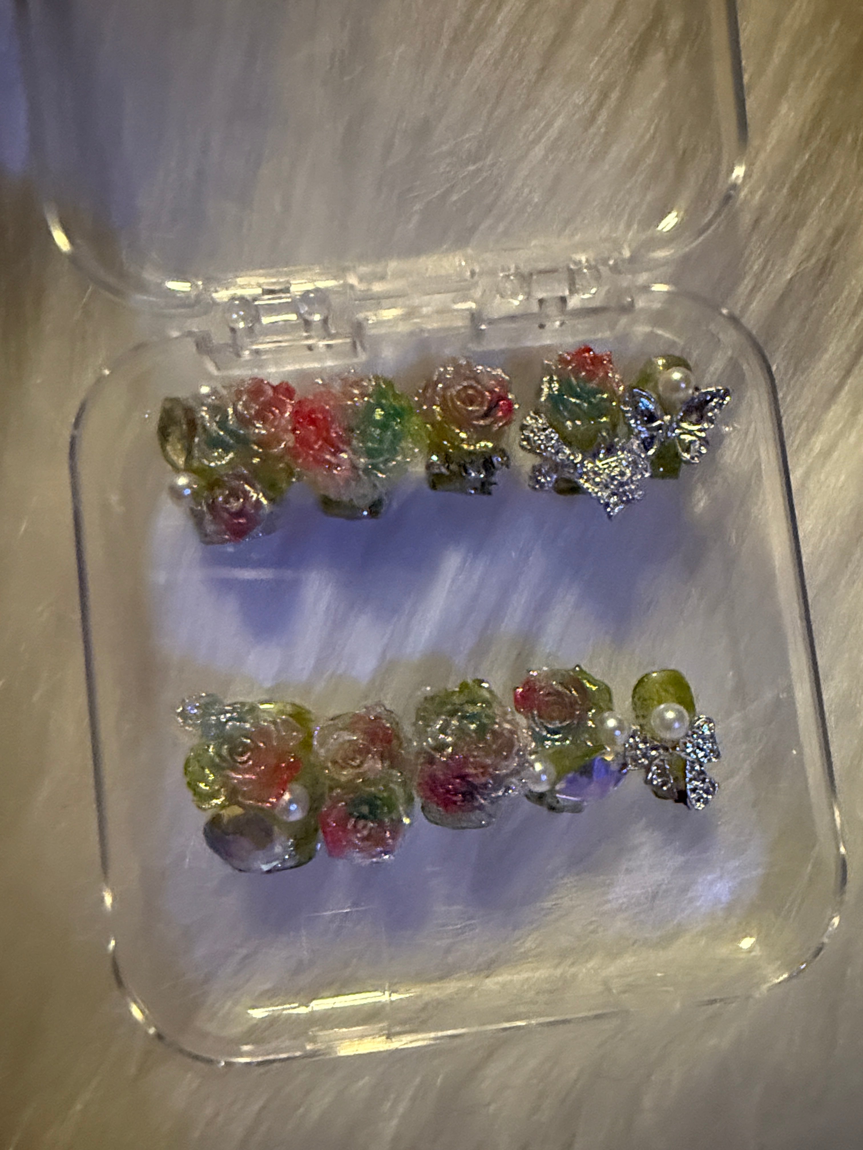 Rainbow flower cluster press-on nails - small